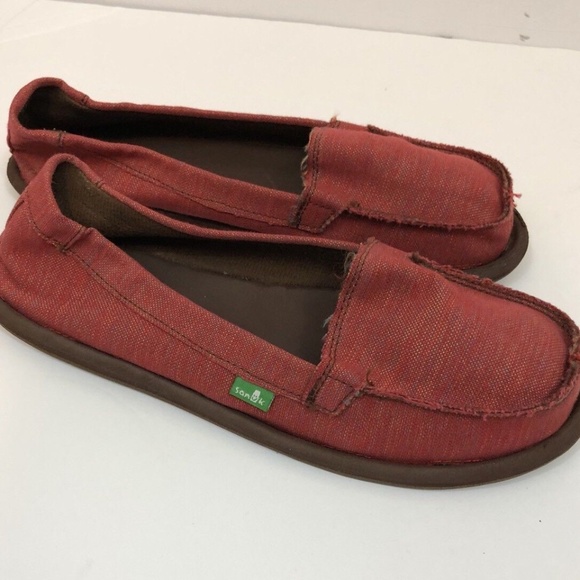 Sanuk Shoes - Sanuk Chiba red slip on loafers womens 10 flats